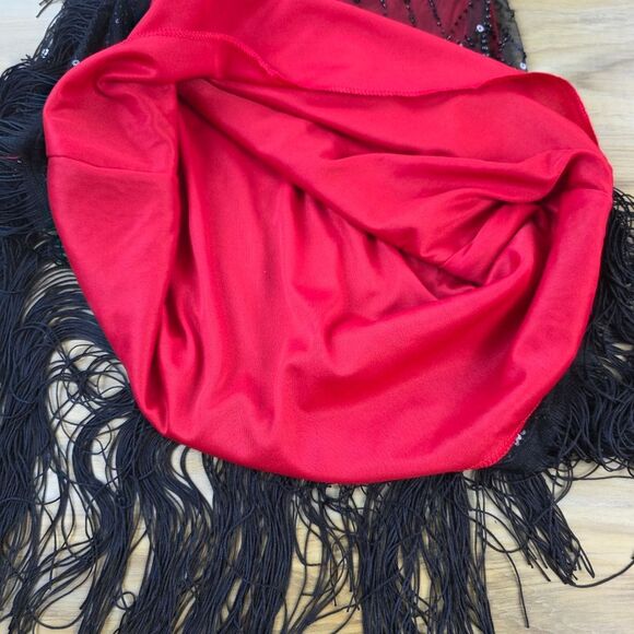 ☔️🩵⏭️NWT Red & Black Gatsby Flapper Dress 5-Piece Set Medium - Picture 9 of 14